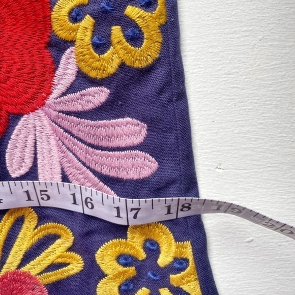 Andree By Unit‎ Embroidered Appliqué Big Bold Floral Shift Dress Linen Blend - Picture 10 of 13